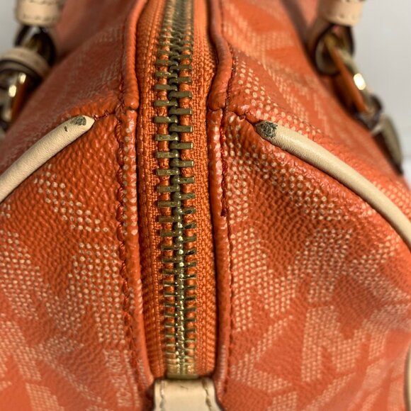 MICHAEL KORS Grayson Medium Satchel Signature Bag Tangerine Orange w/ Bag Charm - Picture 3 of 15